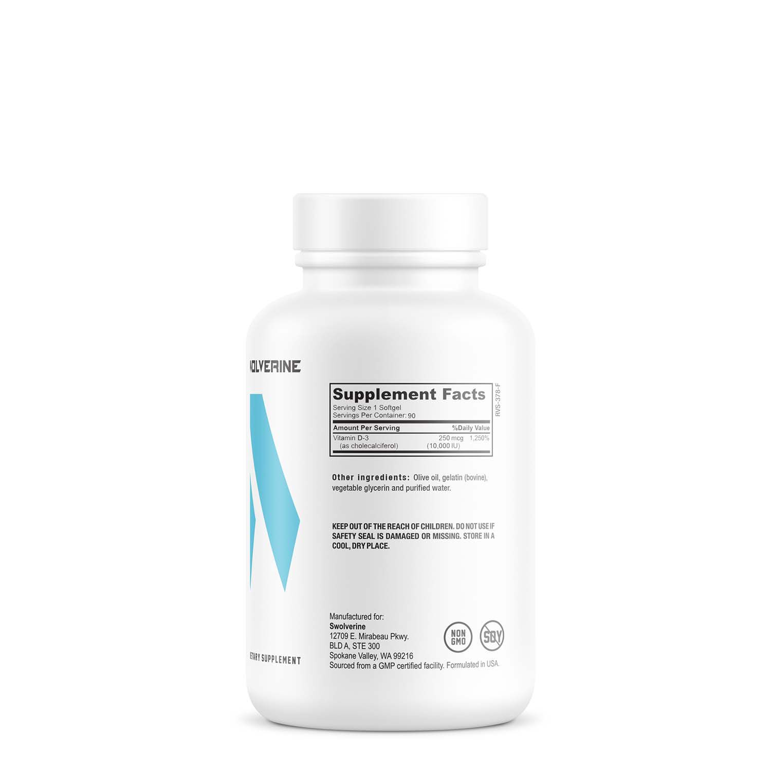 Vitamin D3 Supplement 10 -000 IU - 90 Softgels (90 Servings)